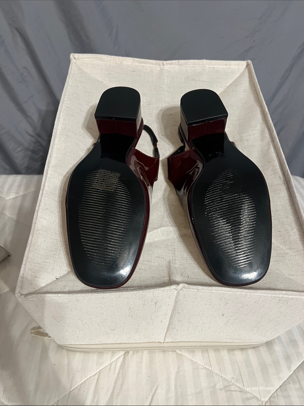 Burgundy Slingback Buckle Mary Jane Heels - Picture 4 of 4